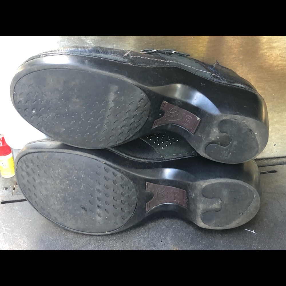 ariat Black Leather WedgeClogs  Sandals Size 10D - Picture 10 of 10